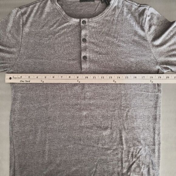 Theory Snap Henley Shirt in Modal Jersey Long Sleeve Relaxed Fit Gray Medium - Picture 8 of 11